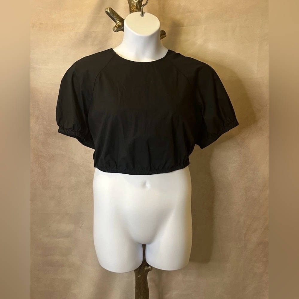 A New Day 100% Cotton Black Bubble Crop Top Size XL